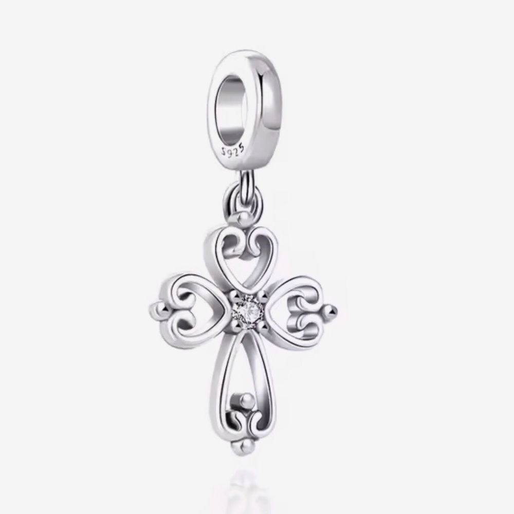 Bracelet Charm Cross with Rhinestone Sterling Silver - Picture 5 of 6
